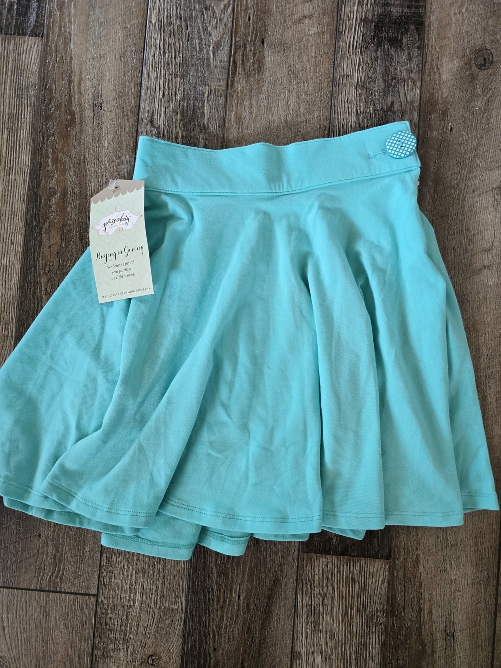 Persnickety Aqua Flared Kids Skirt